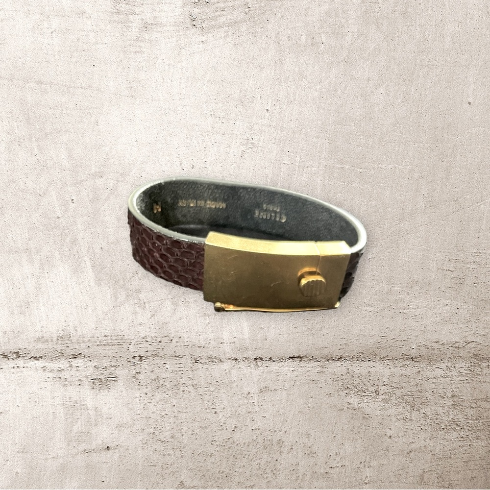 Celine Python Gold-Plated/ Brass Thin Cuff - image 3